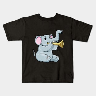 Beautiful elephant is playing the trumpet Kids T-Shirt